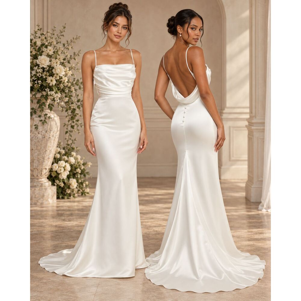 Lulus Lovely Endearment Wedding Dress White Satin Sleeveless Size XL NWT